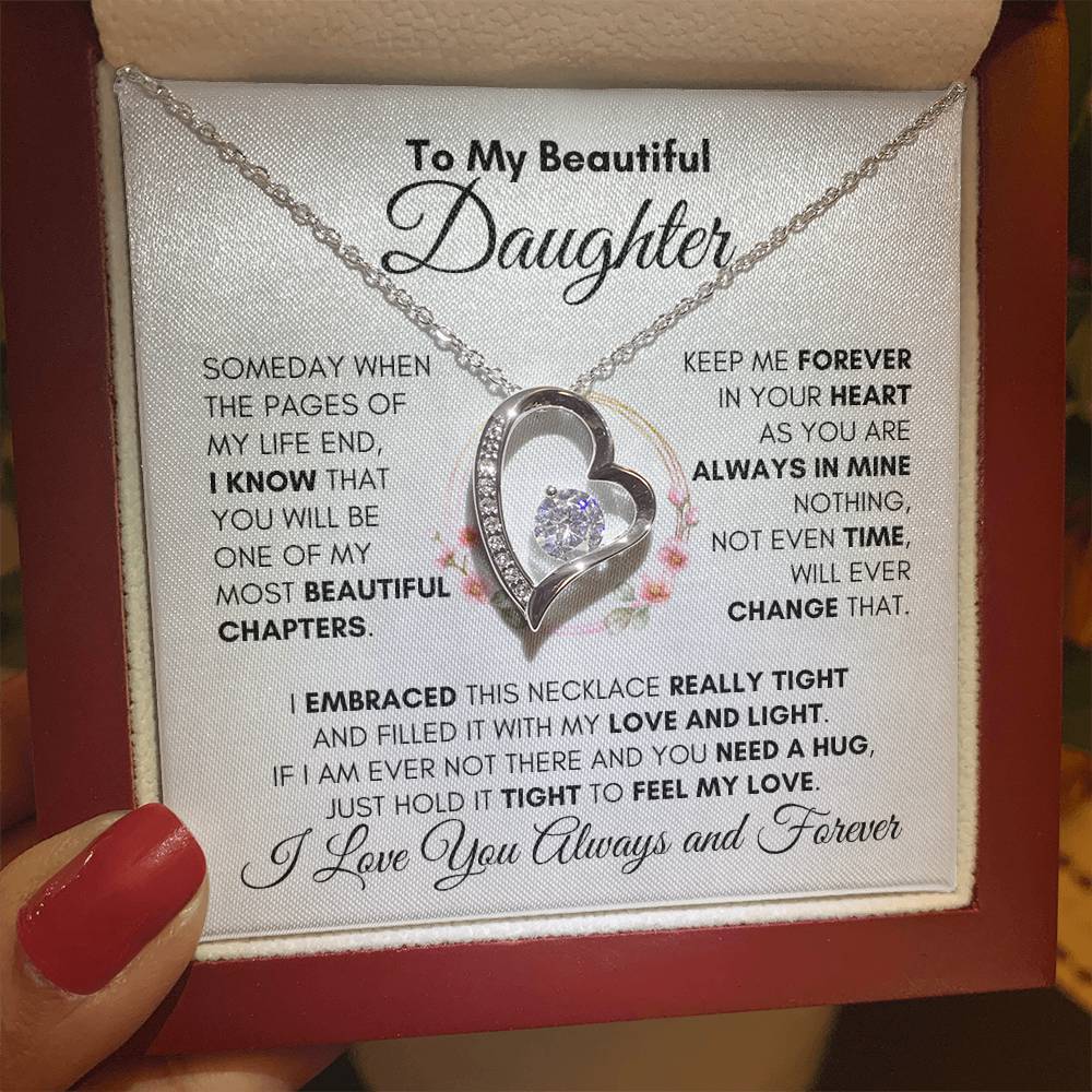 To My Beautiful Daughter "Always in my Heart" Necklace