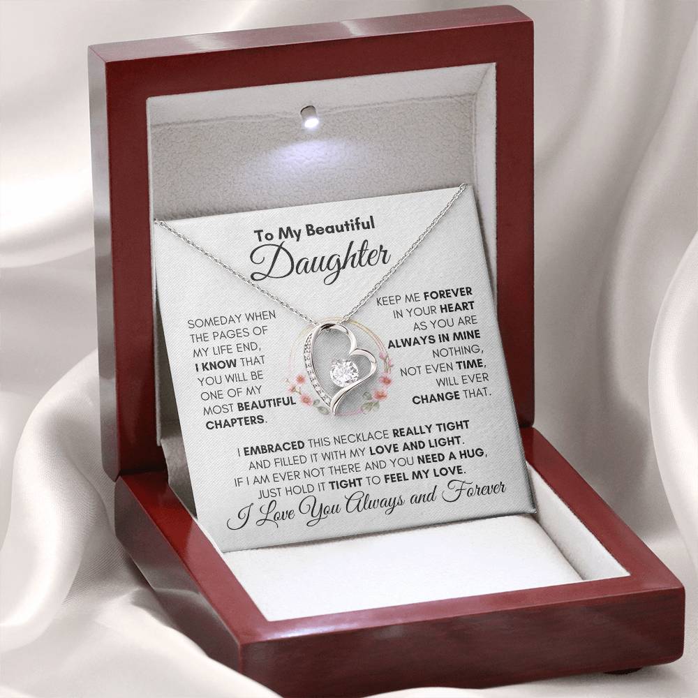 To My Beautiful Daughter "Always in my Heart" Necklace