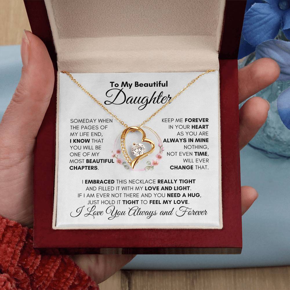 To My Beautiful Daughter "Always in my Heart" Necklace