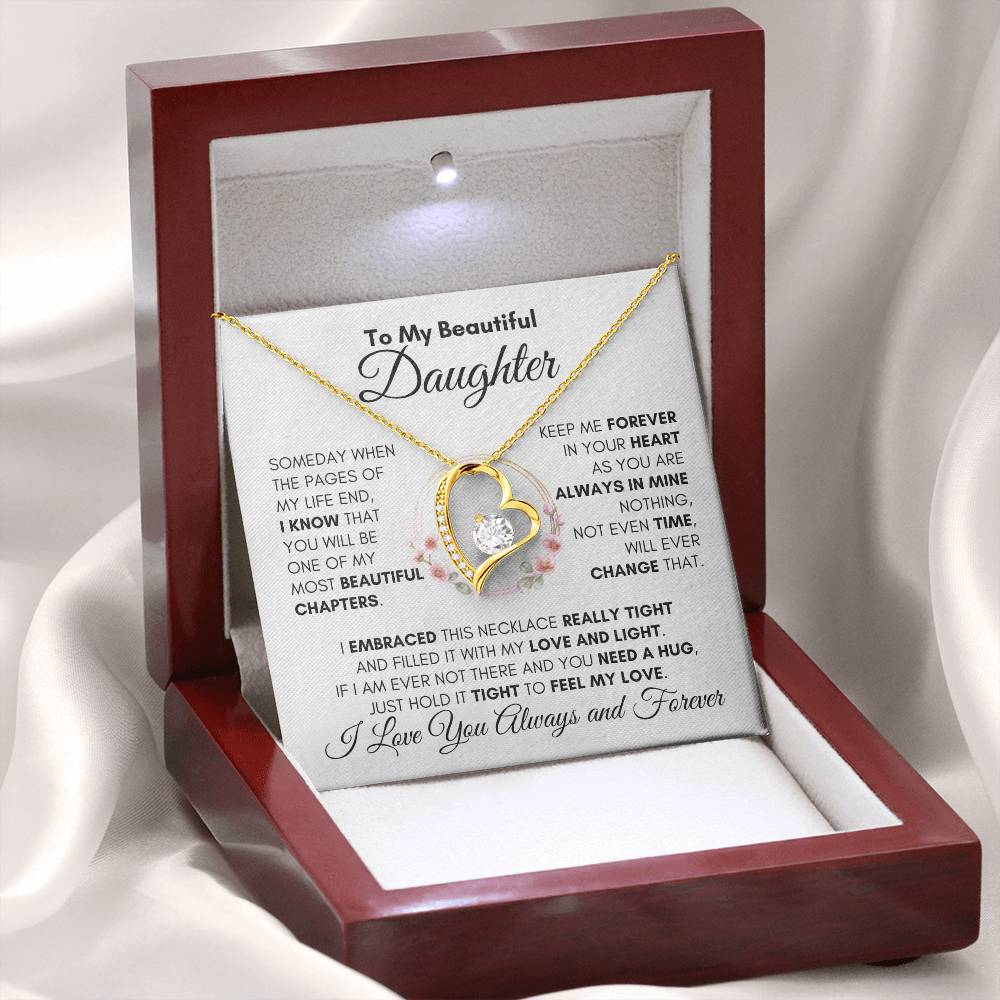 To My Beautiful Daughter "Always in my Heart" Necklace