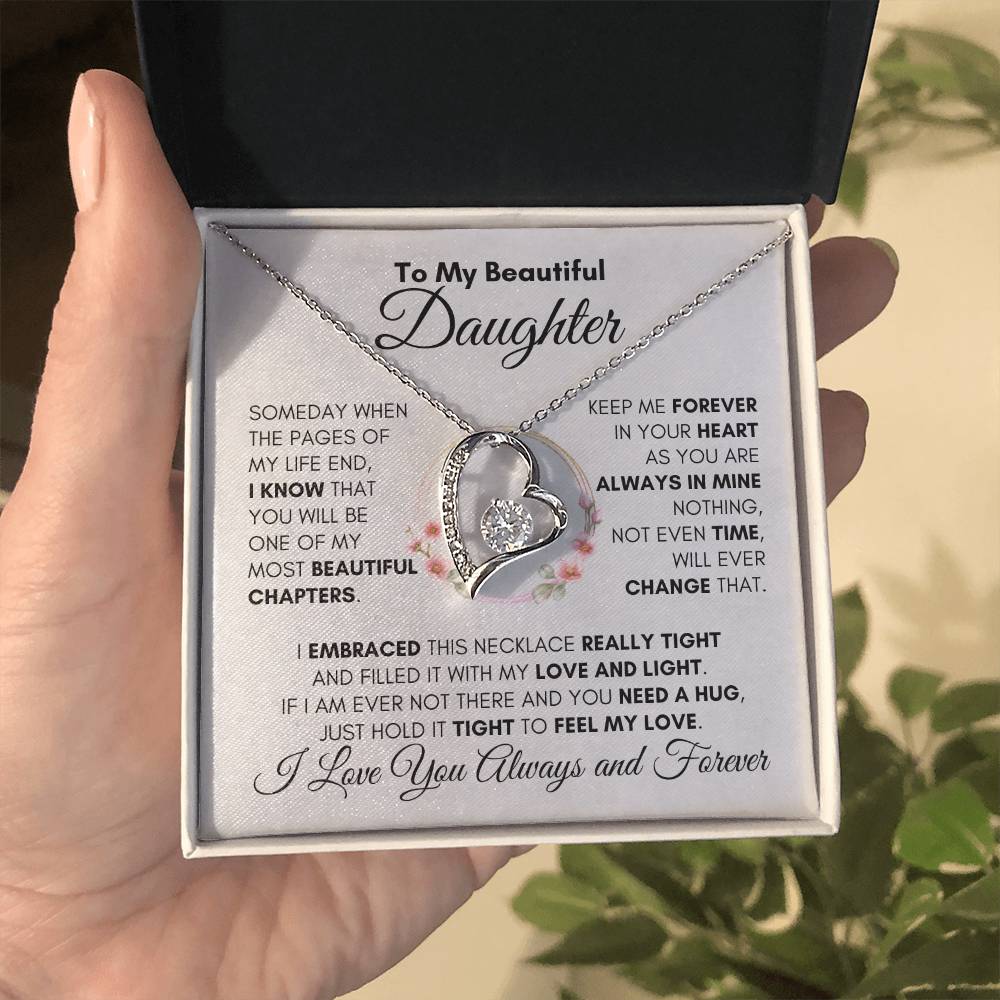 To My Beautiful Daughter "Always in my Heart" Necklace