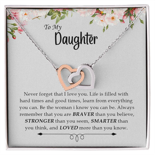 To My Daughter | Never Forget That I Love You - Interlocking Hearts necklace