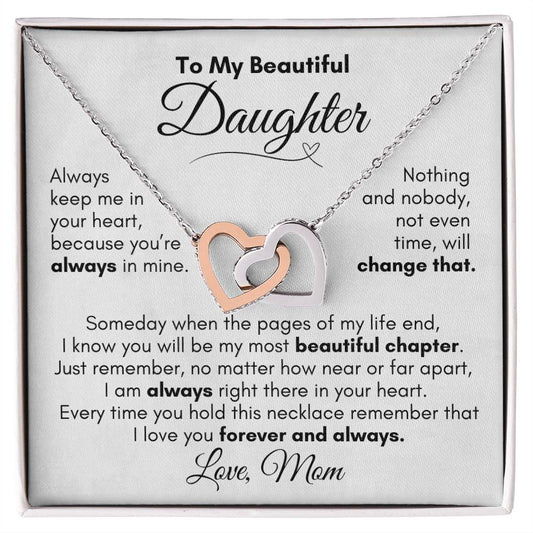 To My Beautiful Daughter | From Mom | Interlocking Hearts Necklace